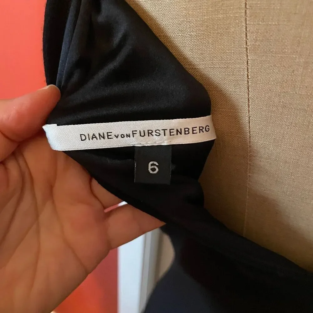 DVF | black v-neck wool dress 6